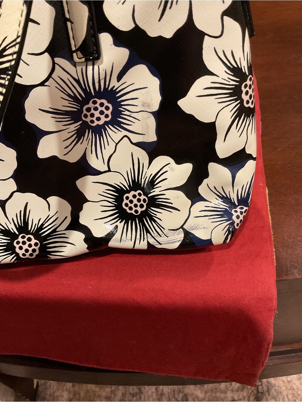 kate spade Black & White Floral Dome Satchel with Gold Hardware - Picture 8 of 11